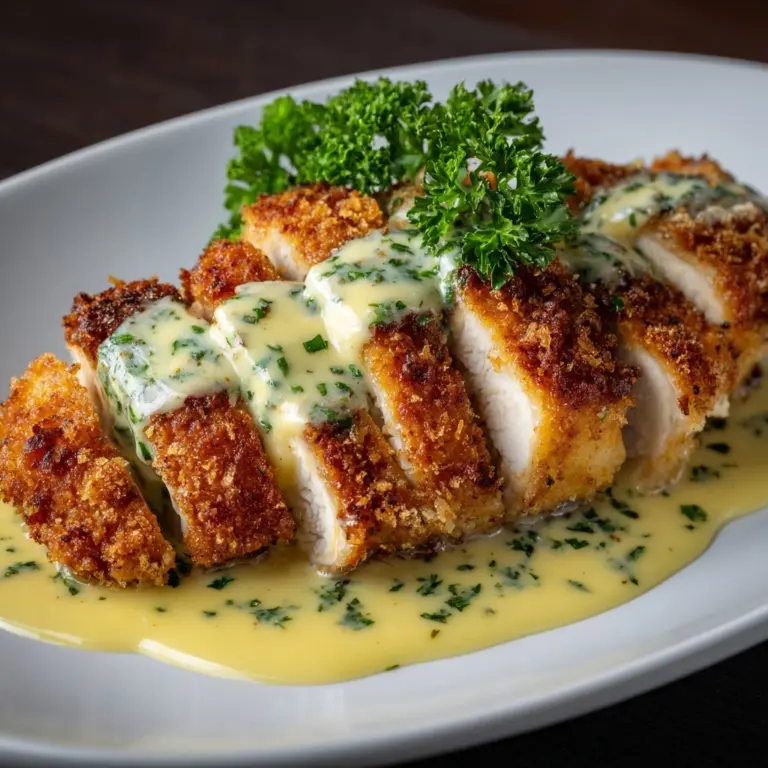 Parmesan Crusted Chicken with Creamy Garlic Sauce Recipe
