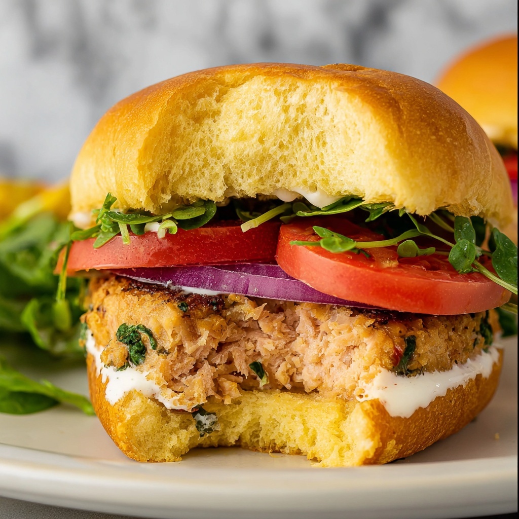 Salmon Burger with Dill Yogurt Sauce Recipe - Recipe Image
