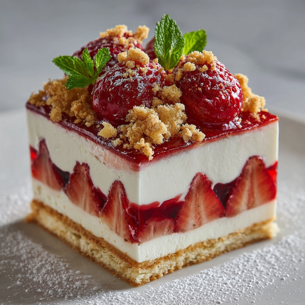 No Bake Strawberry Cheesecake Lasagna Recipe - Recipe Image