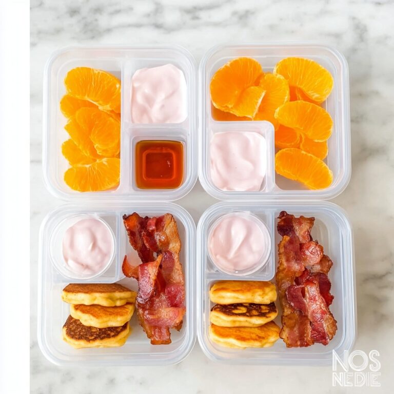 Breakfast for Lunch Lunchboxes with Mandarins, Pancakes, Bacon, and Yogurt Recipe
