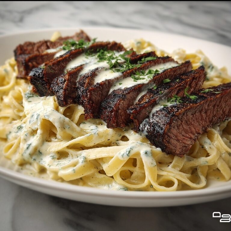 Cajun Garlic Butter Steak over Creamy Parmesan Linguine Recipe