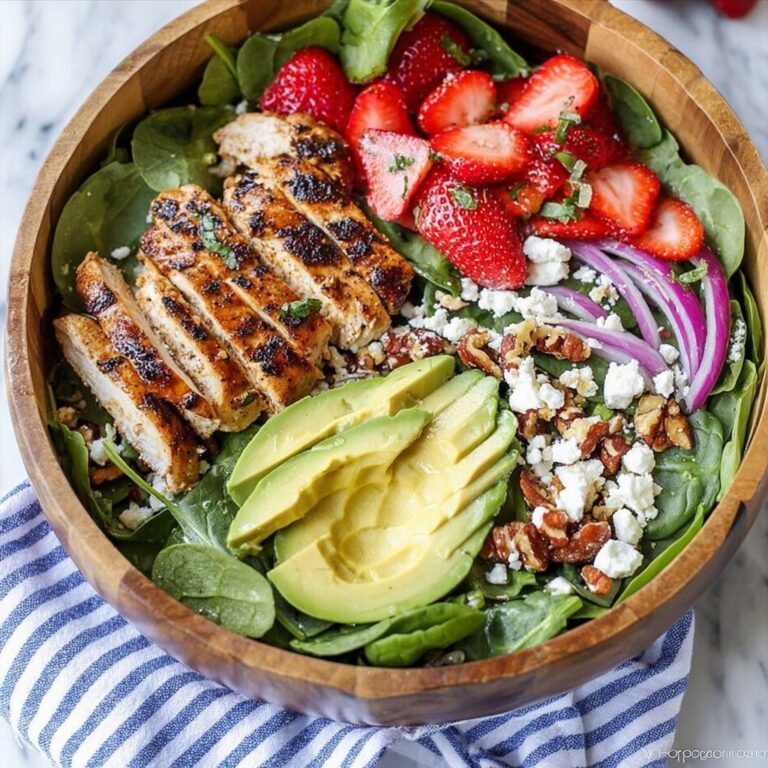 Grilled Chicken Strawberry Spinach Salad with Balsamic Vinaigrette Recipe