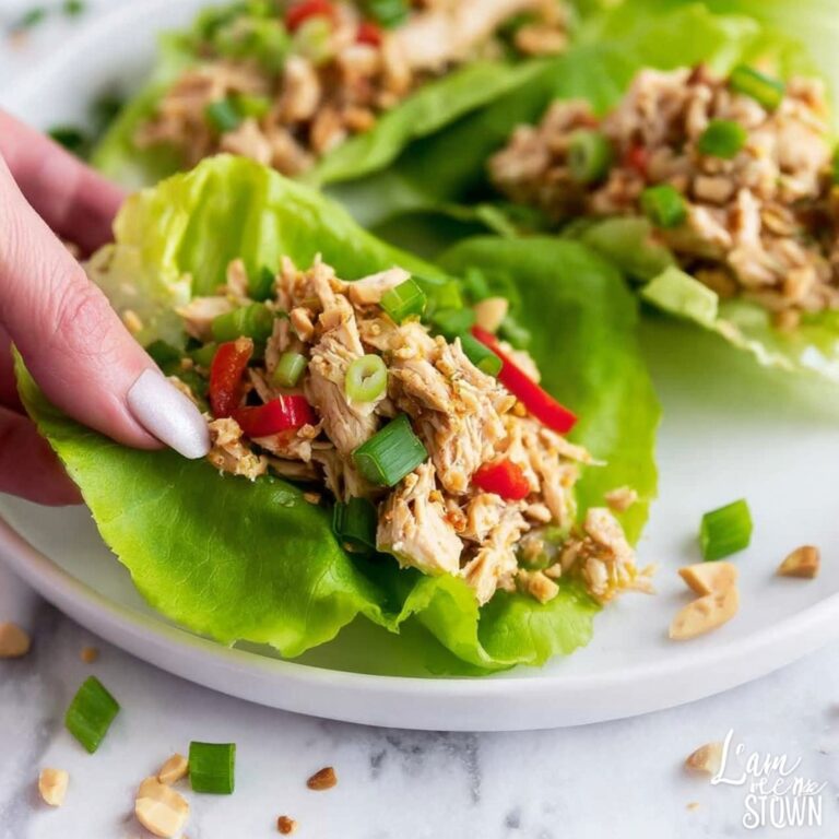 Shredded Chicken Lettuce Wraps with Peanut Sauce and Vegetables Recipe