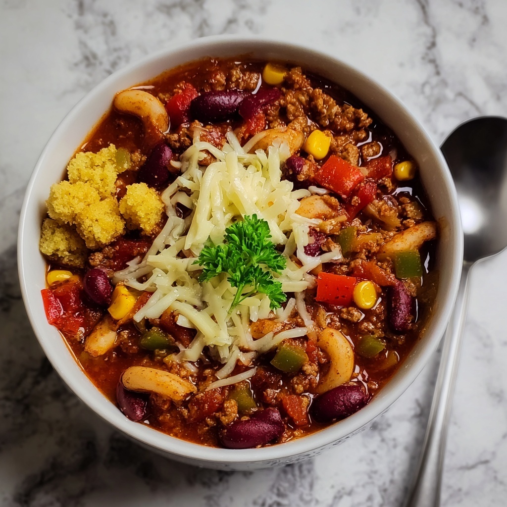Veggie Chili Mac with Crispy Cornbread Topping Recipe - Recipe Image