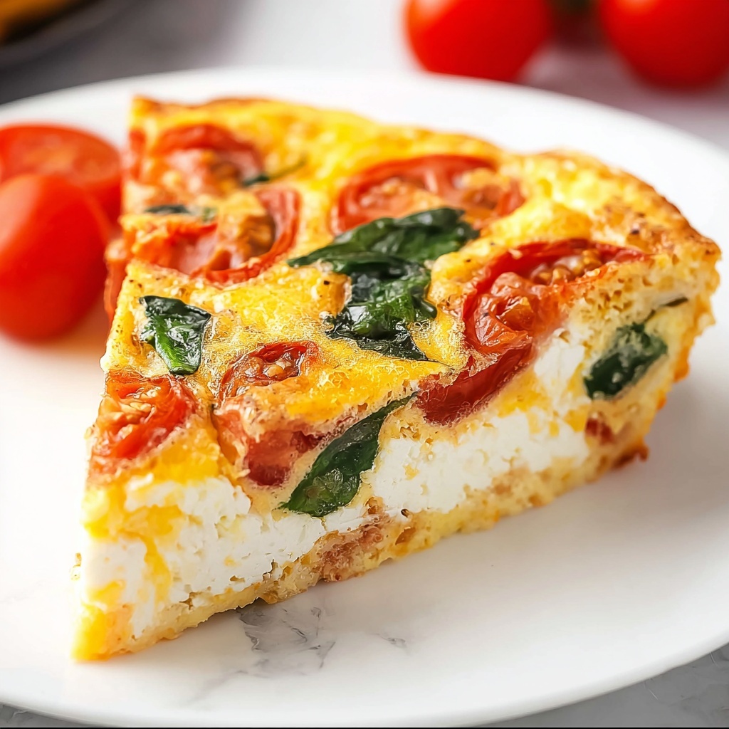 Crustless Tomato and Basil Mozzarella Quiche Recipe - Recipe Image