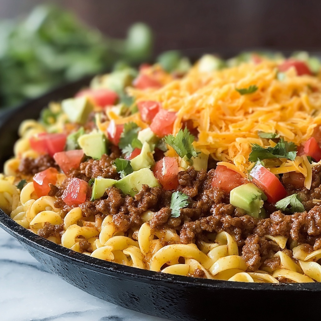 Cheesy Beef Taco Pasta Recipe - Recipe Image