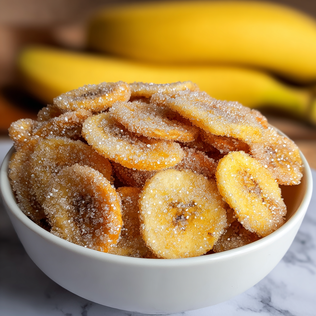 Cinnamon Sugar Air Fryer Banana Chips Recipe - Recipe Image