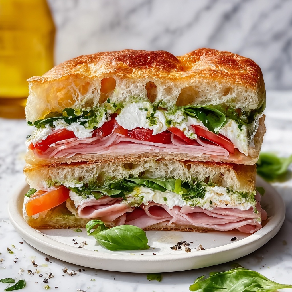 Italian Focaccia Sandwich with Burrata, Prosciutto, and Salami Recipe - Recipe Image
