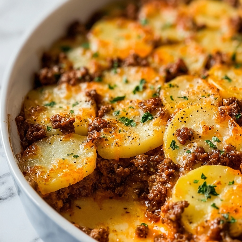 Savory Hobo Casserole with Ground Beef and Cheesy Potatoes Recipe - Recipe Image