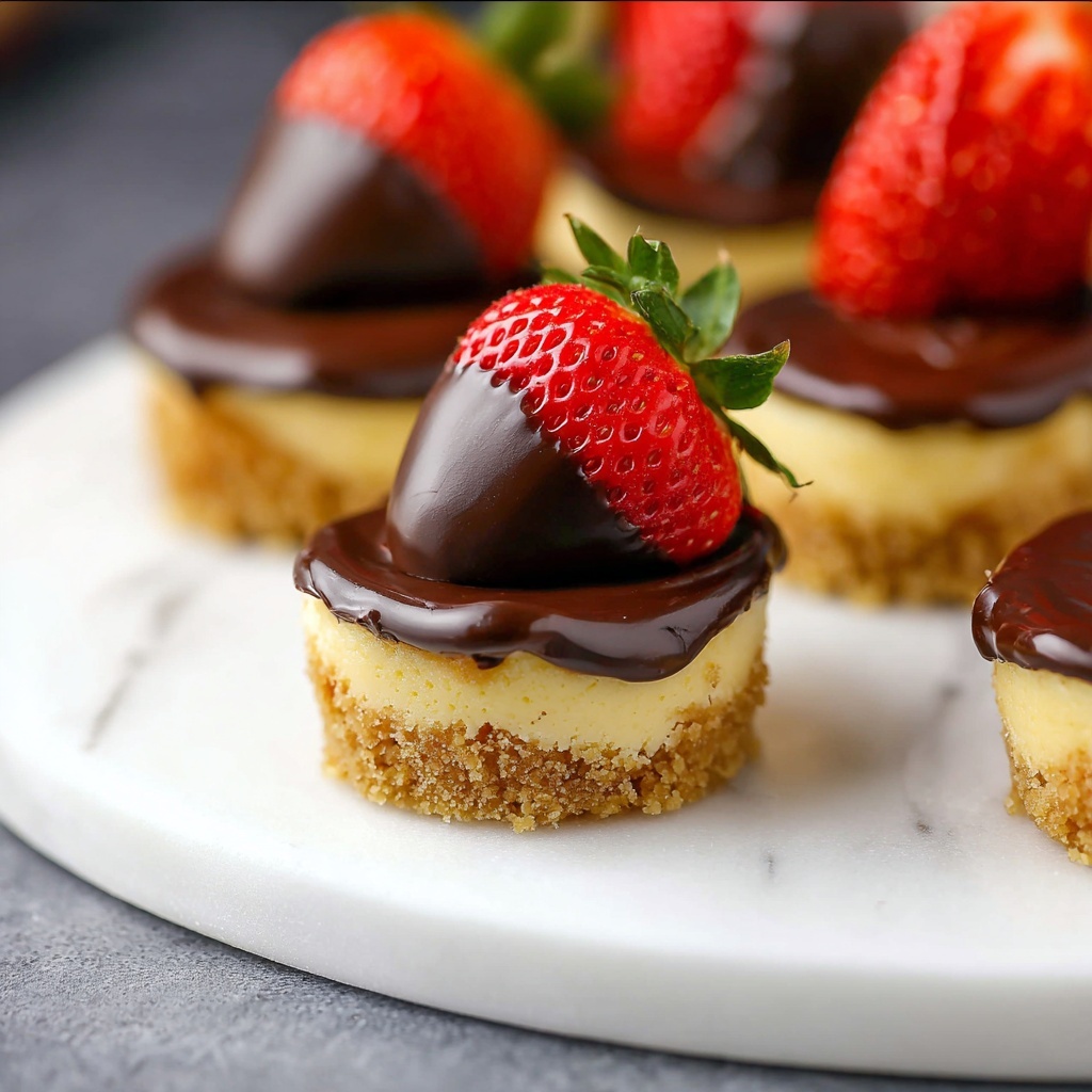 Chocolate-Dipped Strawberry Mini Cheesecakes Recipe - Recipe Image