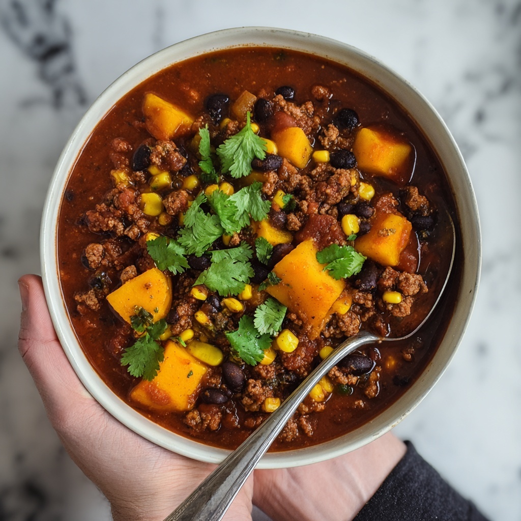 Easy Butternut Squash Chili With Turkey or Beef Recipe - Recipe Image