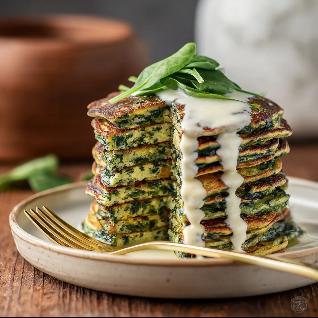 Spinach and Blue Cheese Pancakes Recipe - Recipe Image