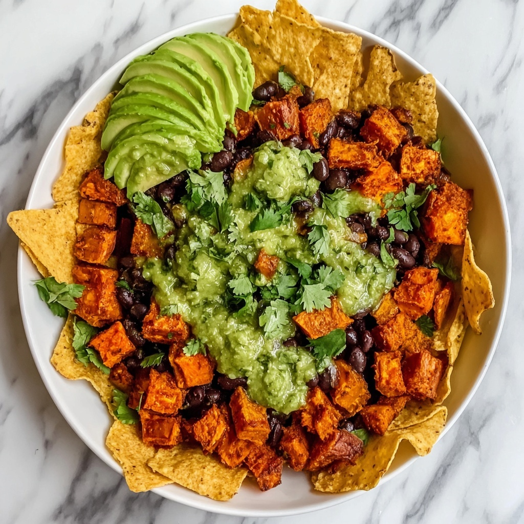 Sweet Potato and Black Bean Nachos with Green Chile Salsa Recipe - Recipe Image