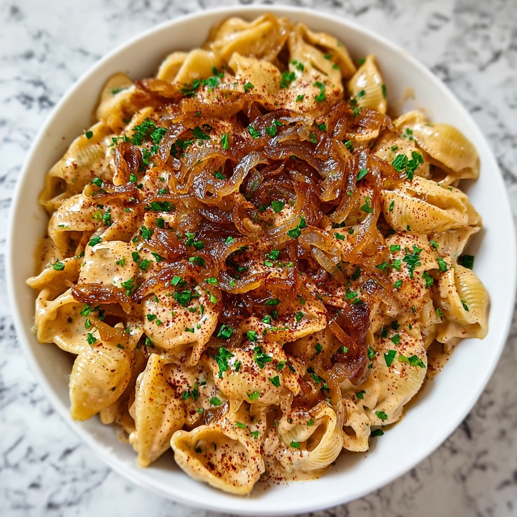 French Onion Creamy Pasta Recipe - Recipe Image