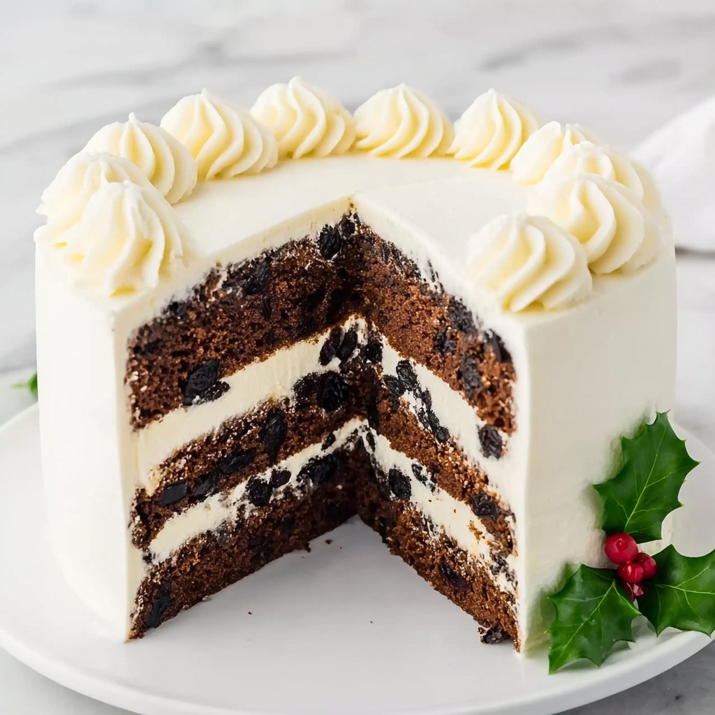 Traditional Christmas Cake with Dried Fruits and Chocolate Decorations Recipe - Recipe Image