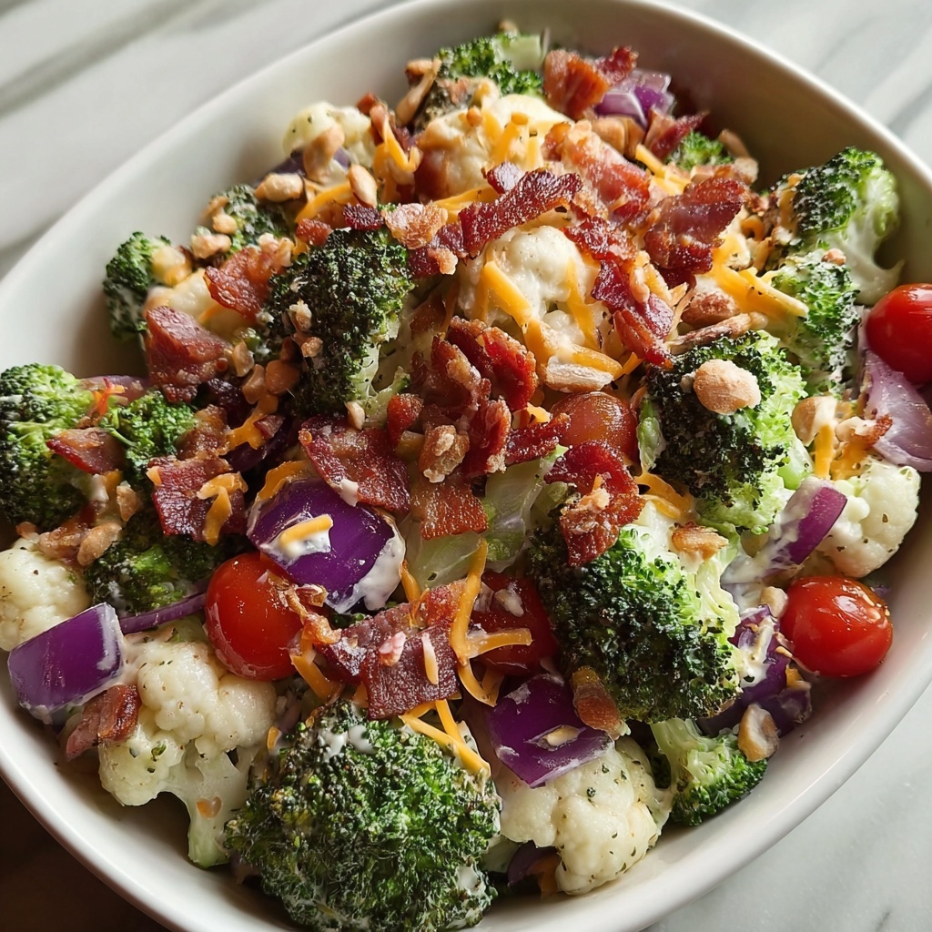 Broccoli Cauliflower Salad with Bacon, Cheddar, and Sunflower Seeds Recipe - Recipe Image