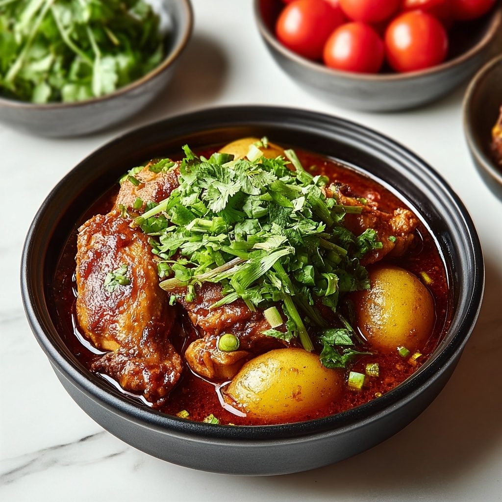 Korean Braised Chicken with Sweet Potato Noodles and Vegetables Recipe - Recipe Image