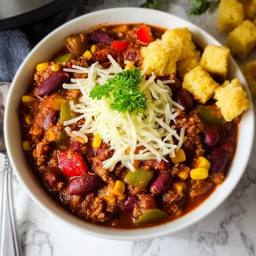 Veggie Chili Mac with Crispy Cornbread Topping Recipe - Recipe Image