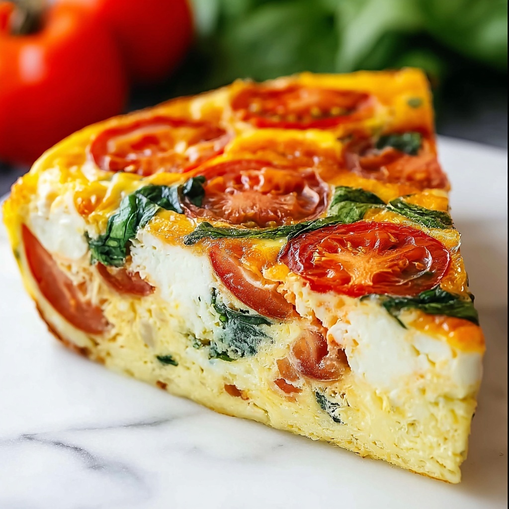 Crustless Tomato and Basil Mozzarella Quiche Recipe - Recipe Image