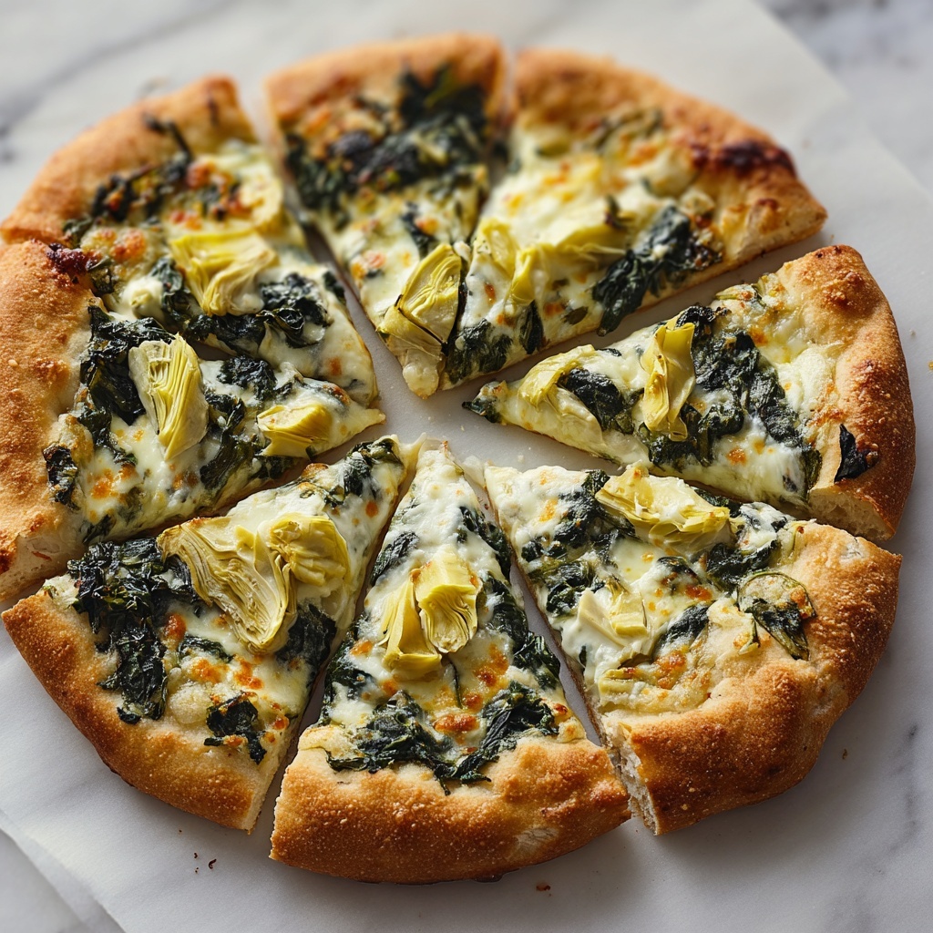High Protein Spinach Artichoke Pizza Recipe - Recipe Image