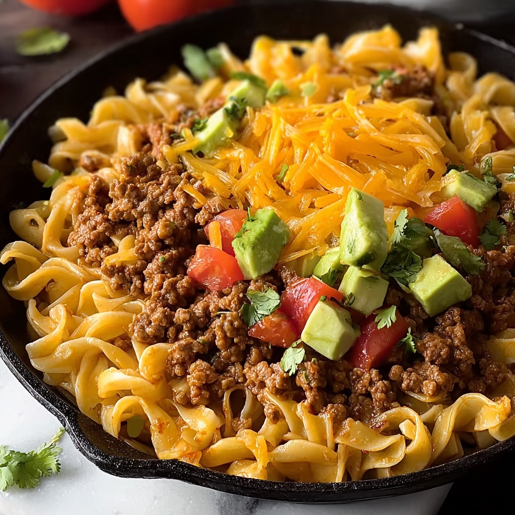 Cheesy Beef Taco Pasta Recipe - Recipe Image