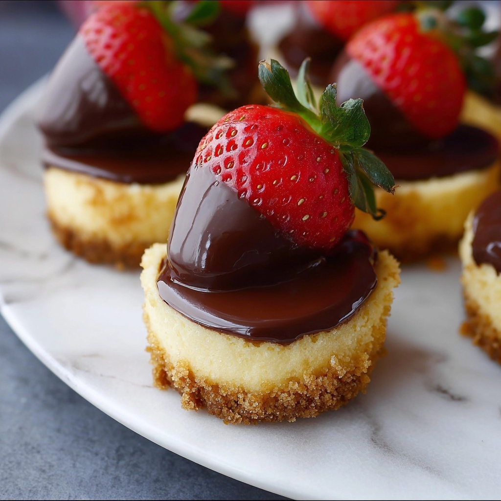 Chocolate-Dipped Strawberry Mini Cheesecakes Recipe - Recipe Image