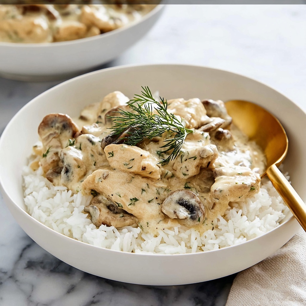 Chicken and Mushrooms in Creamy Dill Sauce Recipe - Recipe Image