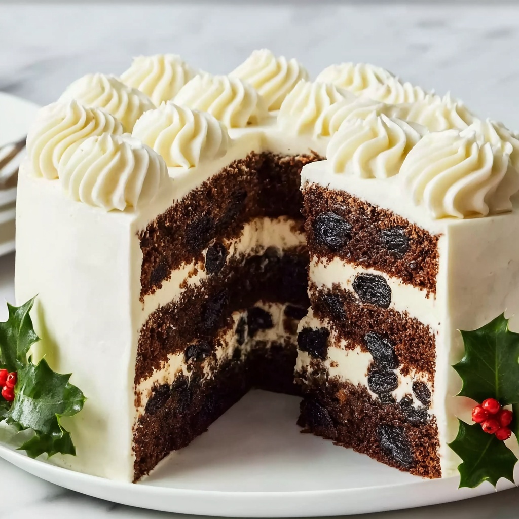 Traditional Christmas Cake with Dried Fruits and Chocolate Decorations Recipe - Recipe Image