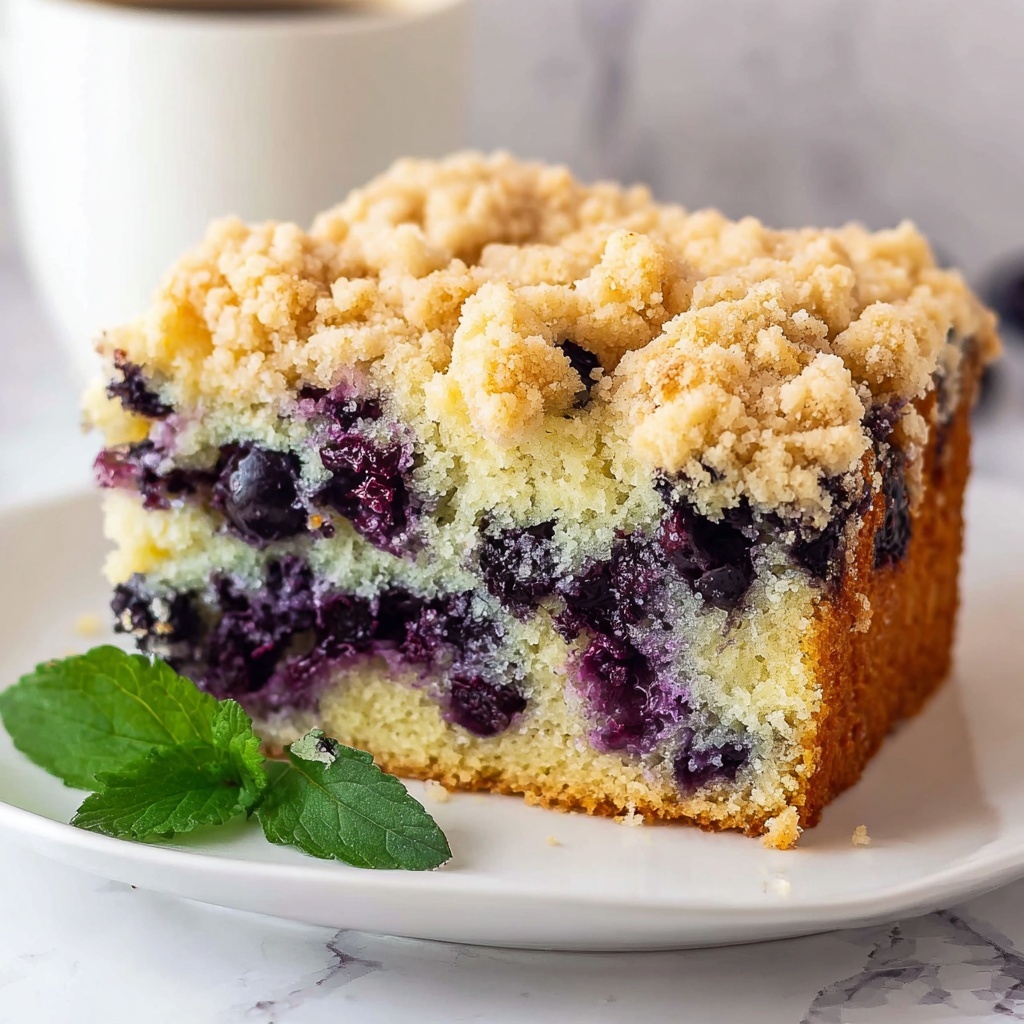 Blueberry Breakfast Cake with Walnut Cinnamon Topping and Lemon Drizzle Recipe - Recipe Image