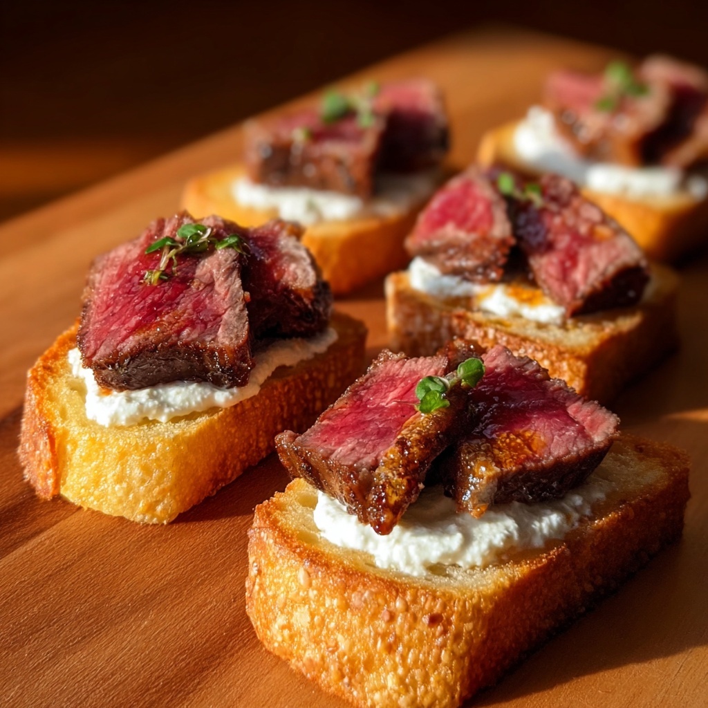 Ribeye Steak Crostini with Horseradish Sauce Recipe - Recipe Image