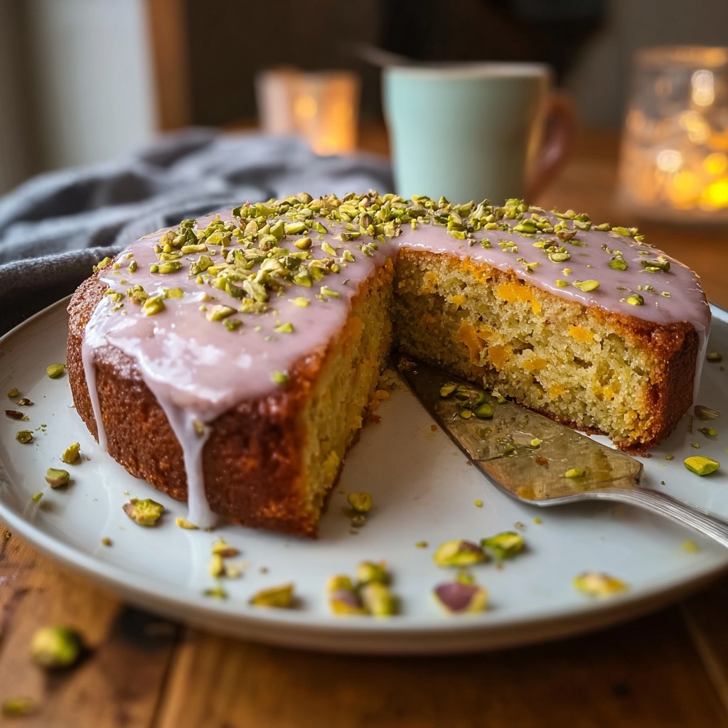 Carrot Pistachio Orange Cake with Rose Glaze Recipe - Recipe Image