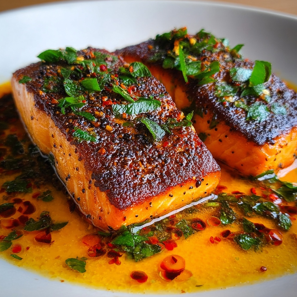Spanish Coconut Curry Salmon with Garlic Butter Recipe - Recipe Image
