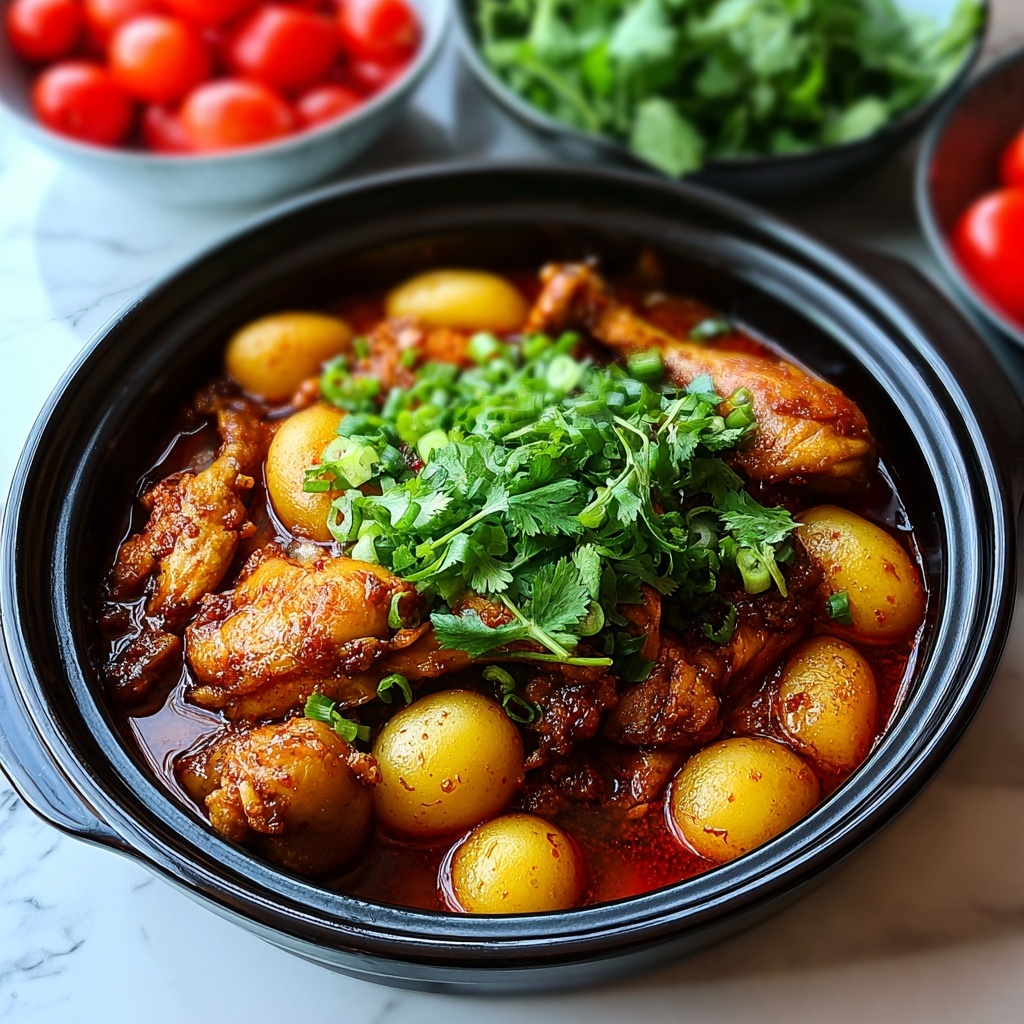 Korean Braised Chicken with Sweet Potato Noodles and Vegetables Recipe - Recipe Image