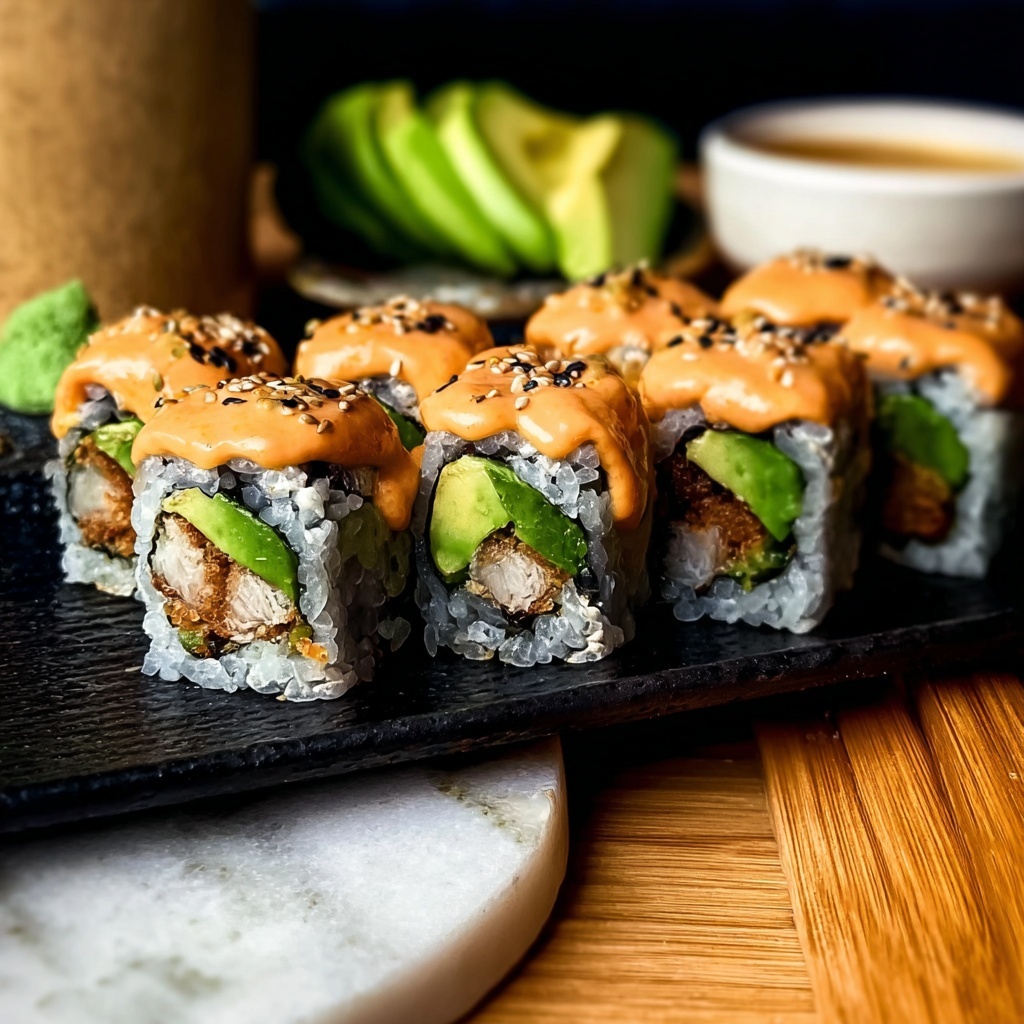 Dynamite Sushi Rolls: Spicy Tempura Shrimp with Mango and Sesame Recipe - Recipe Image