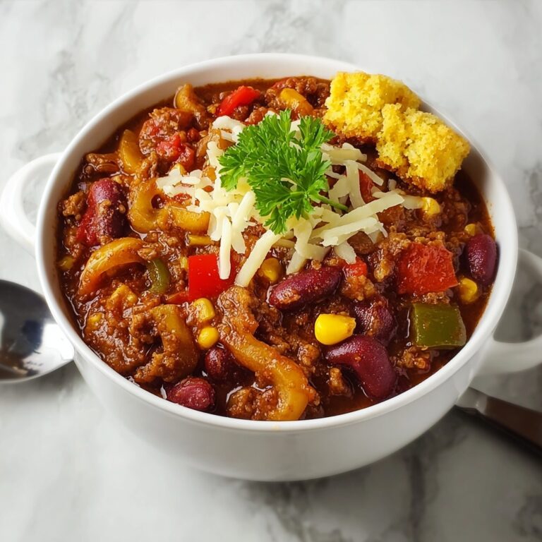Veggie Chili Mac with Crispy Cornbread Topping Recipe