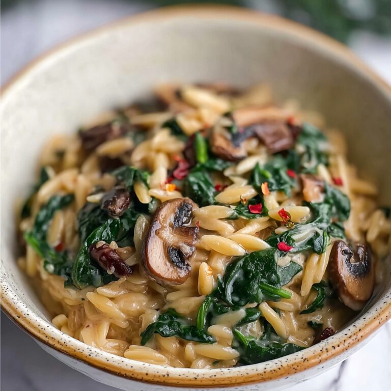 Creamy Spinach and Mushroom Italian Orzo Recipe