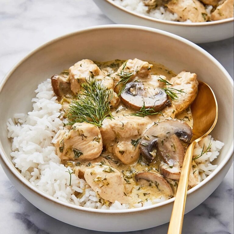 Chicken and Mushrooms in Creamy Dill Sauce Recipe