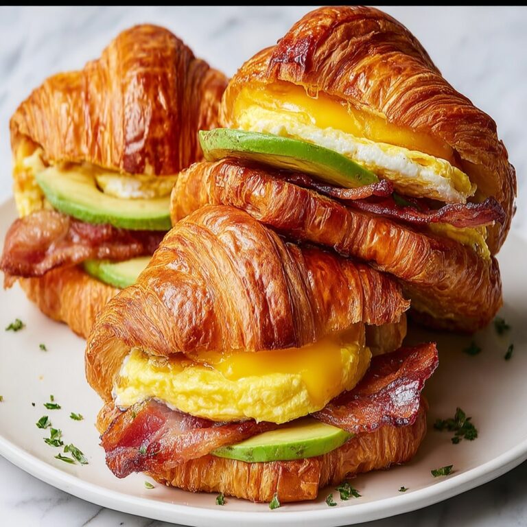 Croissant Breakfast Sandwich with Bacon and Eggs Recipe