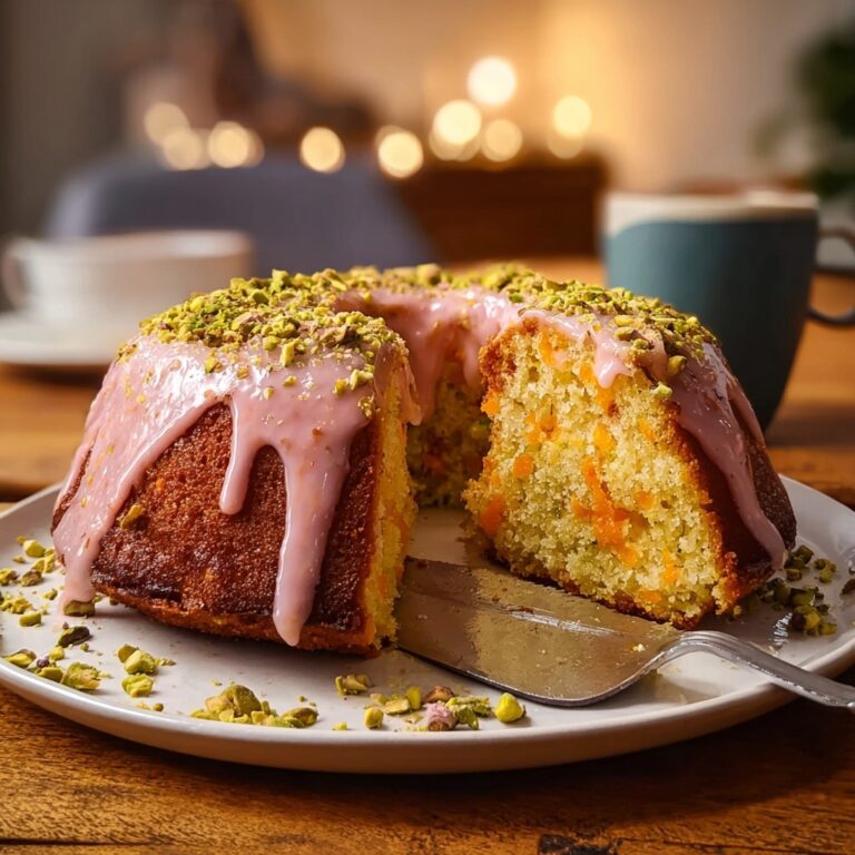 Carrot Pistachio Orange Cake with Rose Glaze Recipe