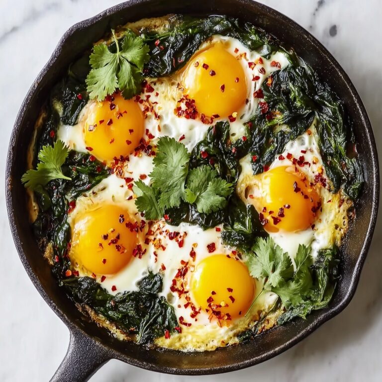Skillet-Baked Eggs with Spinach, Yogurt, and Chili Oil Recipe