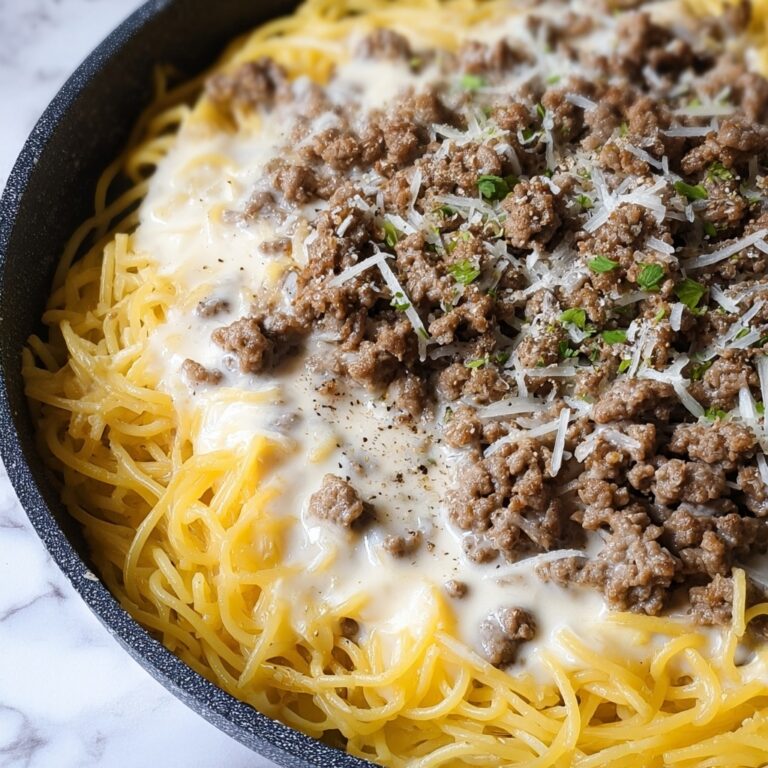 Cheesy Garlic Butter Linguine with Savory Ground Beef Recipe